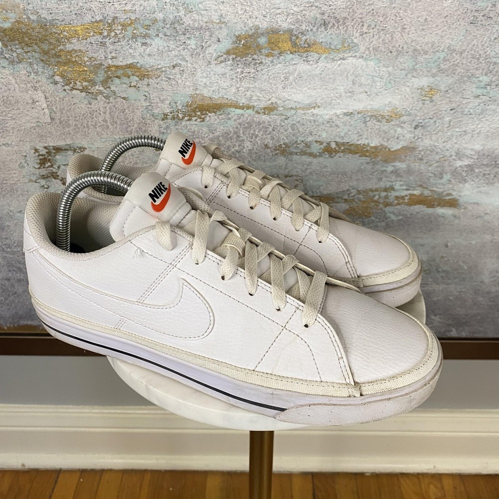 Nike Shoes Mens Size 10 White Leather Court Low Top Casual Sneakers Comfort